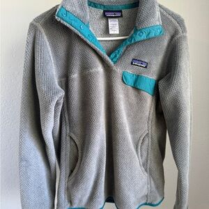 Patagonia Gray Fleece with Teal Accents